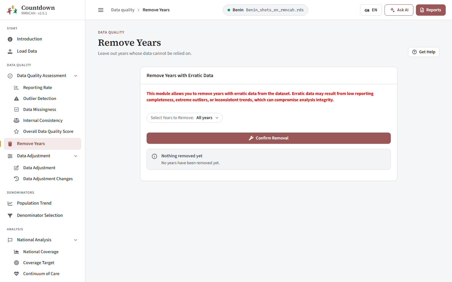 Remove years