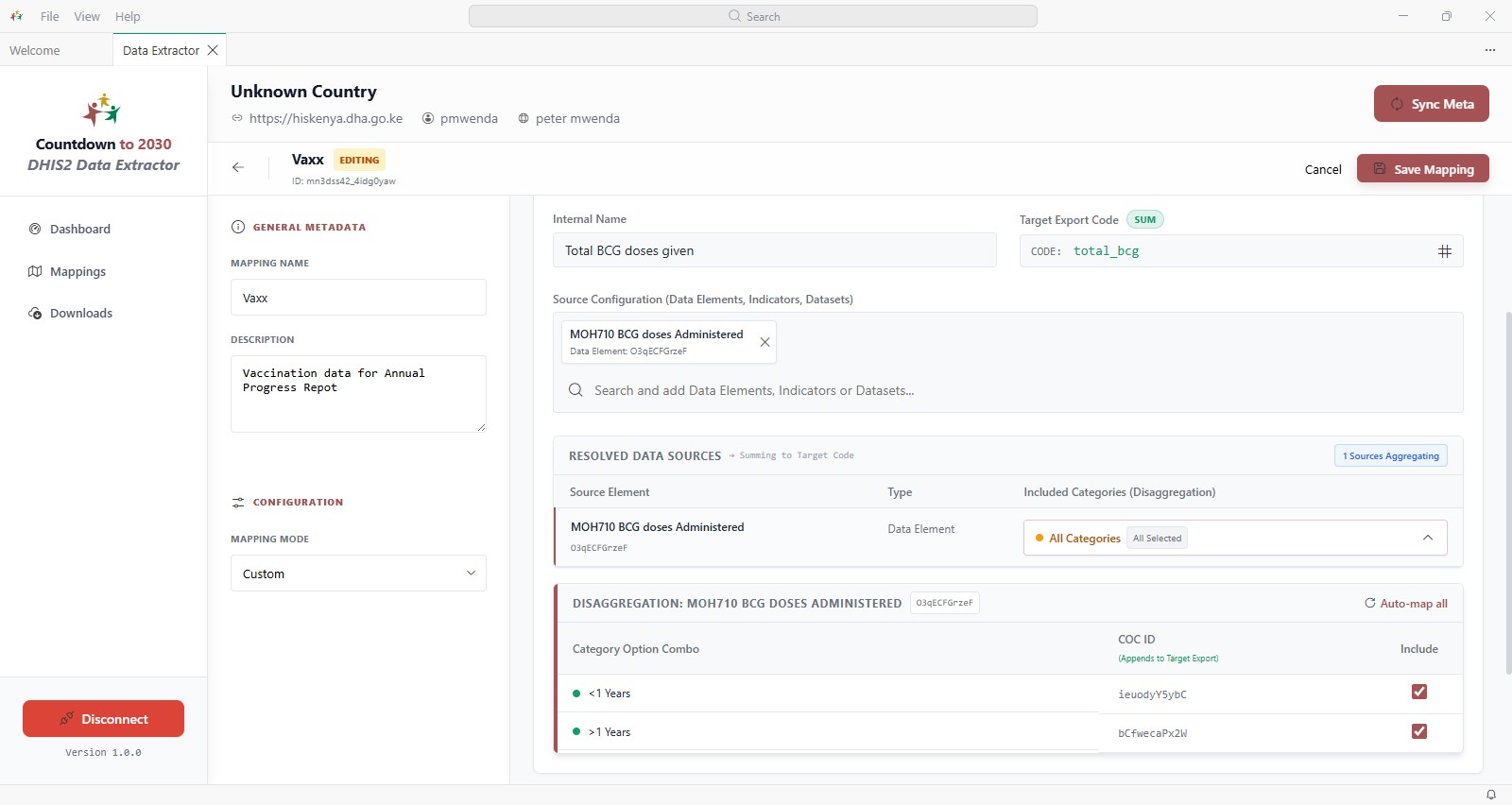 Indicators Configuration en mode Custom avec une source d'élément de données et sa désagrégation