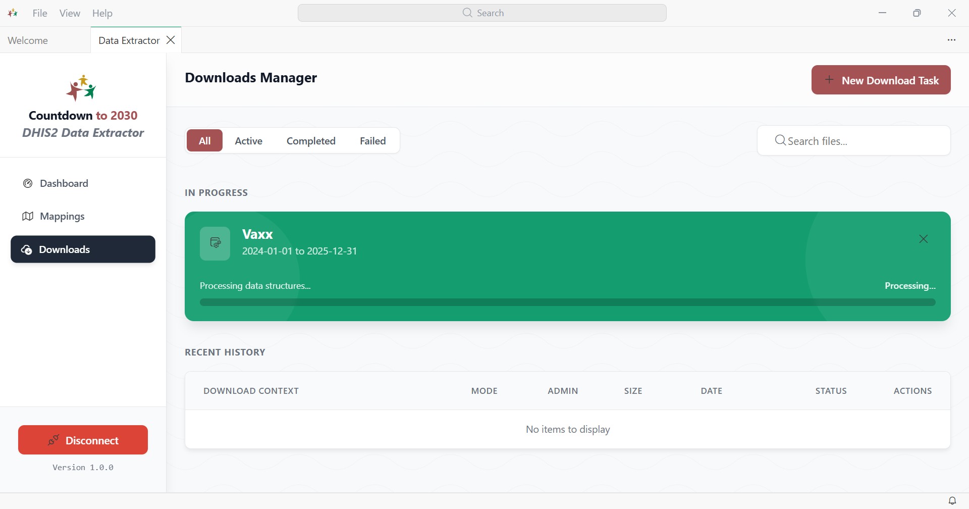 Downloads Manager affichant un téléchargement en cours