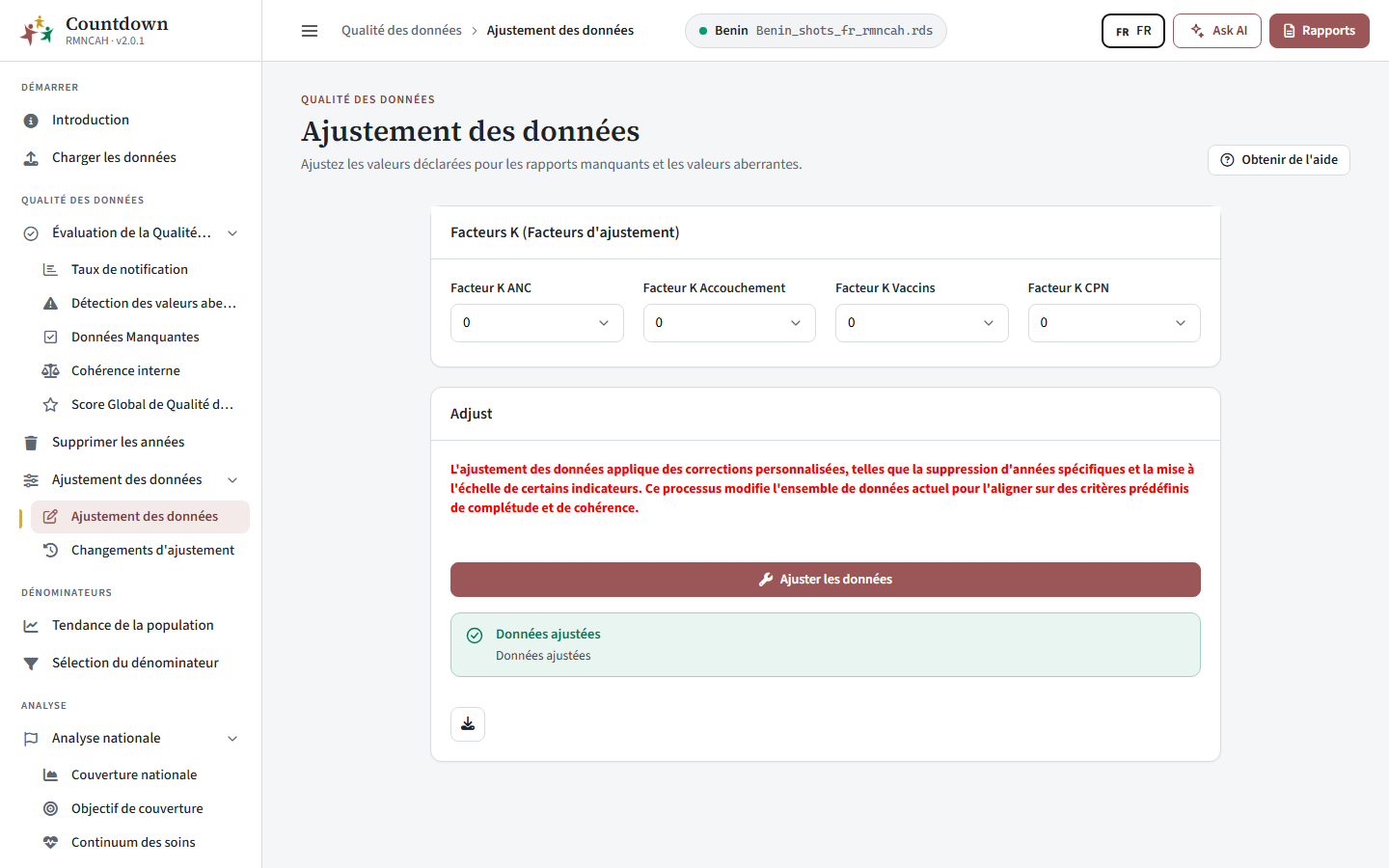 Sélection du facteur K