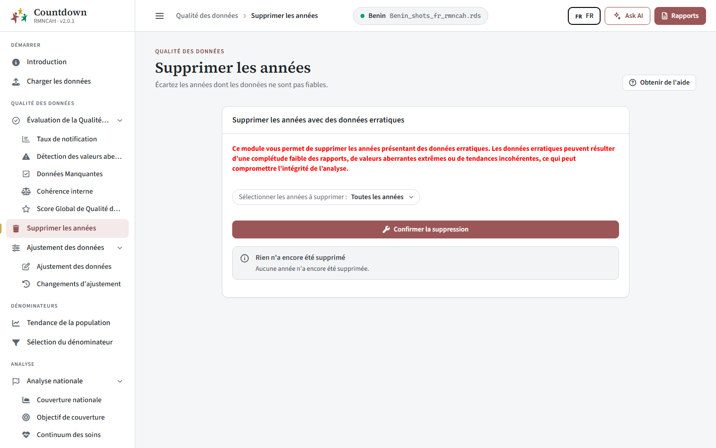 Supprimer les années